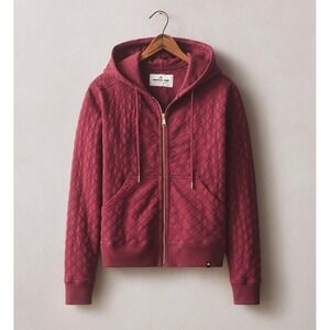 NWOT American Giant Womens Diamond Stitch Classic Full Zip Hoodie S Burgundy